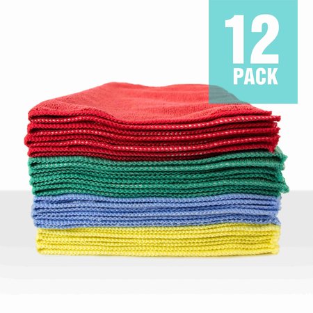 ZWIPES Professional Microfiber Cleaning Cloth Towels, 16x16 inch Towel Set, 12-Pack, Assorted Colors H1-729